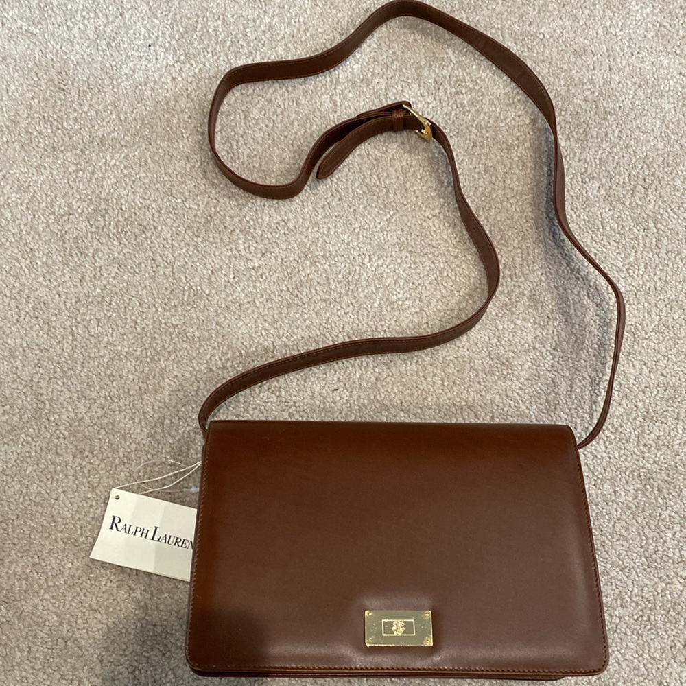 NWT brown leather Ralph Lauren crossbody